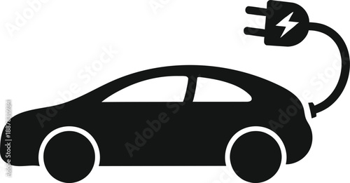 WebElectric Car Charging Silhouette Icon – EV Mobility Vector Illustration