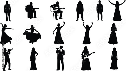 silhouettes of women in different poses performers silhouettes vector set featuring 