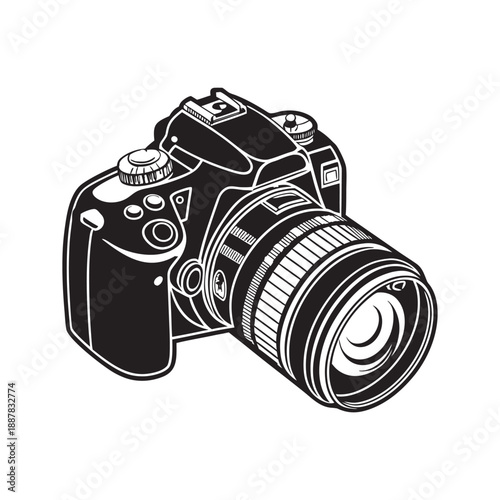Digital Camera Line Art Vector Illustration