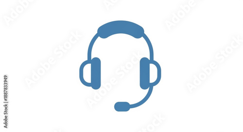Blue headset icon with microphone on for customer support