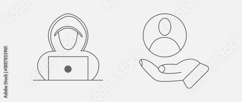 Vector flat illustration in grayscale. Avatar, user profile, person icon, gender neutral silhouette, profile picture. Suitable for social media profiles, icons, screensavers and as a template.