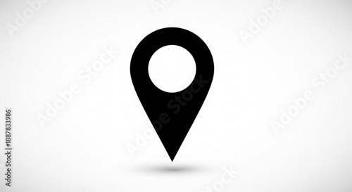 Black map pin icon on with subtle shadow effect