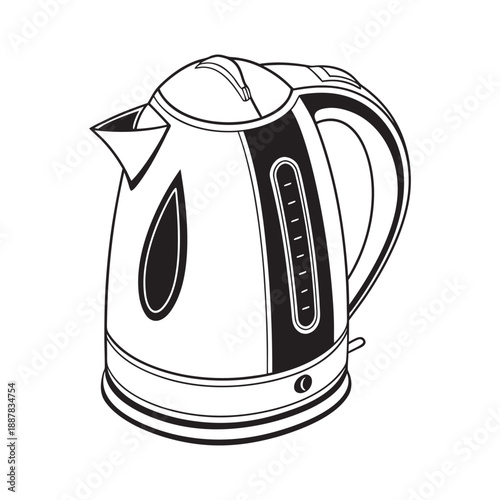 Electric Kettle Line Art Vector Illustration