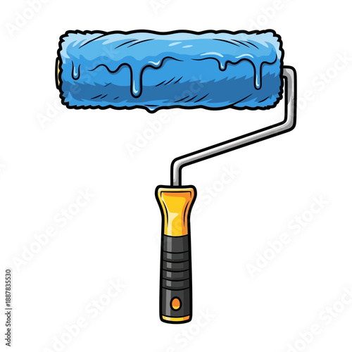 Blue Dripping Paint Roller