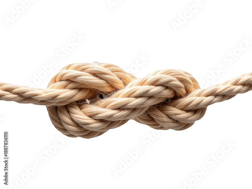 A single rope knot sits on a clean white background