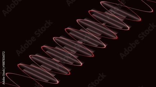 Glowing Red Spiral Staircase on Black Background