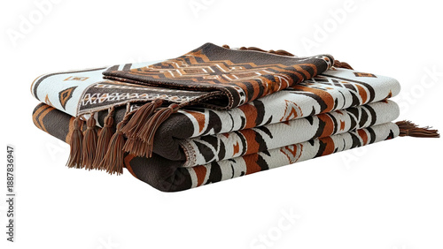 Stack of Pendleton-style Wool Blankets with Tassels