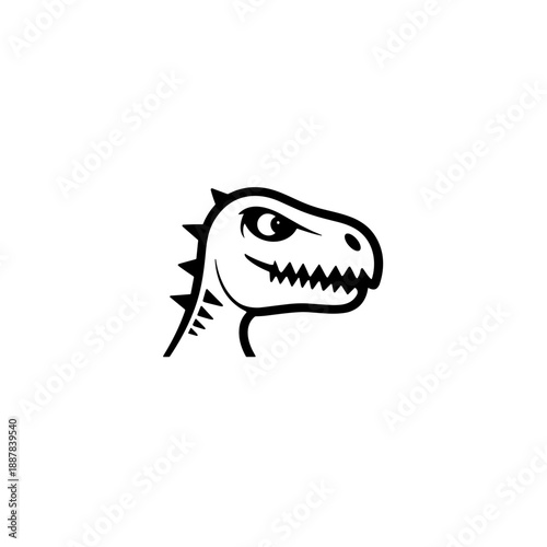Allosaurus. Allosaurus simple black and white line art vector logo