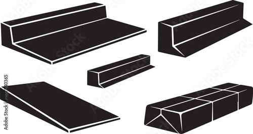 Black and white illustration of various rectangular blocks shapes