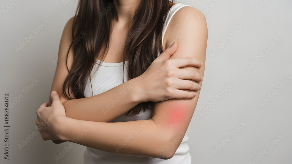 Obraz premium Woman with skin irritation on her elbow