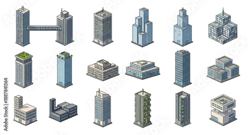 Collection of Various 3D Skyscraper Models.