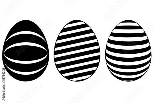 Striped easter egg silhouette vector illustration isolated on white background
