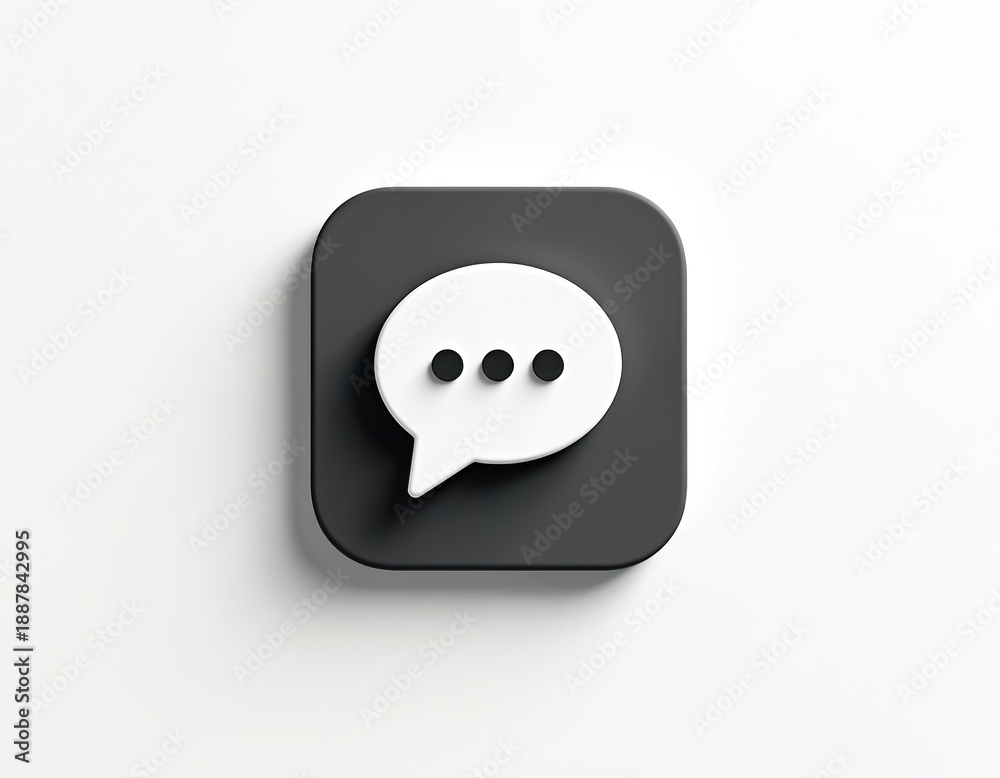 Fototapeta premium Chat bubble icon implies online messaging. Use for social media, digital communication, or instant response concepts. Represents conversation and dialogue in virtual space.