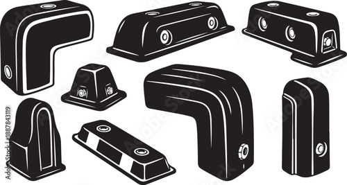 Industrial Pipe Fittings and Elbows in Black and White