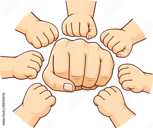 Group Fist Bump Unity Concept Illustration