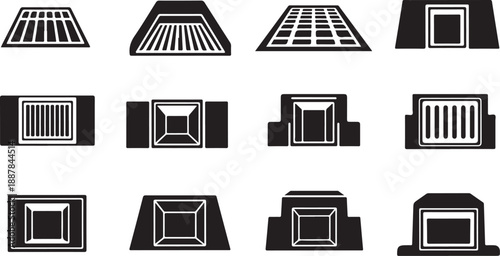 Various Ventilation Grille Designs and Shapes in Black and White