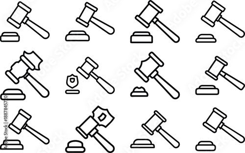 Judge Gavel Icon on White Background, Law and Justice Symbol, Flat Design Vector Illustration