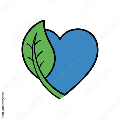 Heart Shape with Leaf Symbol