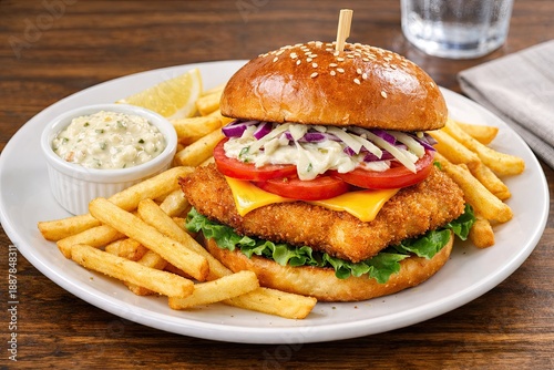Delicious Crispy Fish Burge...