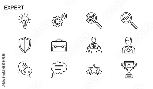 Minimal expert outline pictogram icon collection