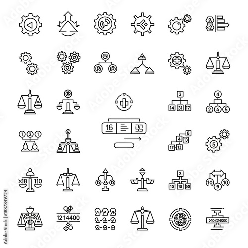 Business icons set for finance concept.
