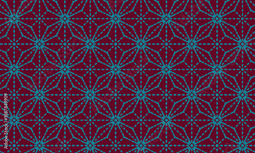 Geometric Quilting Pattern Burgundy & Blue