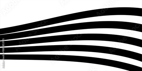 Black on white abstract perspective line wave stripes with 3d dimensional effect isolated on white. Vector