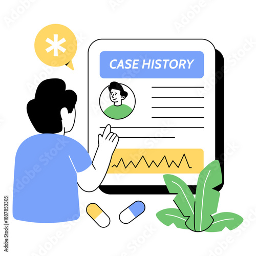 Creative design illustration of case history 