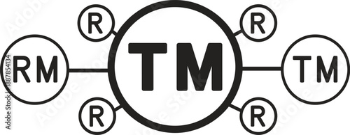 Trademark and Registered Symbol Network Diagram vector illustration
