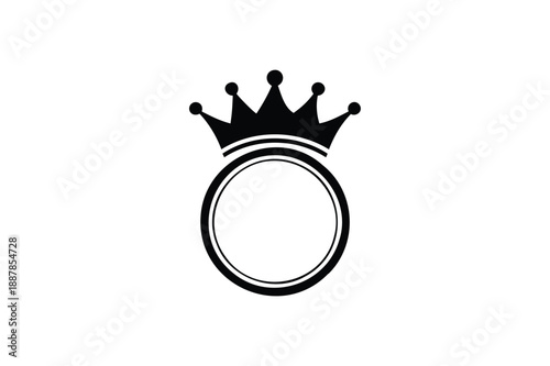 Black Crown Ring Symbol on White Background