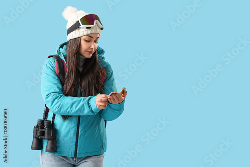 Female guide with compass o...