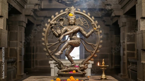 Nataraja Shiva Statue Dancing in Temple - Cosmic Energy and Divine Power