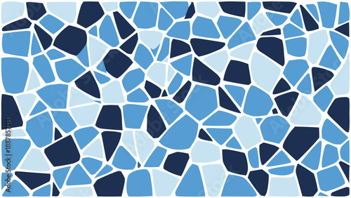Abstract mosaic pattern vector illustration in various shades of blue, seamless tiling graphic