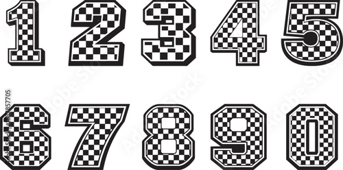 Wallpaper Mural Black and white checkered racing numbers typography set Torontodigital.ca