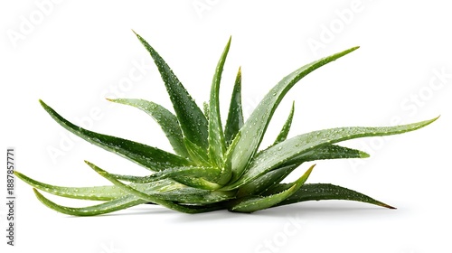Clump of green aloe vera plant isolated on the white background 