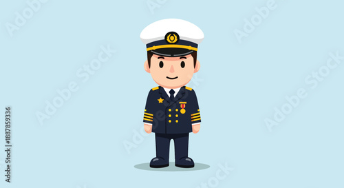 Cartoon Captain Character Illustration.