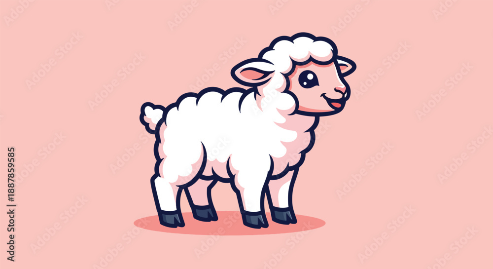 Fototapeta premium Cute Cartoon Sheep Illustration.