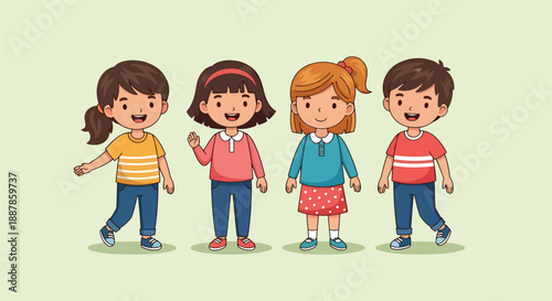 Group of Diverse Children Standing Together Happily.