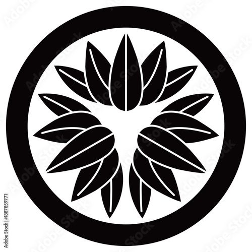 家紋です。丸に頭合わせ十五枚笹といいます。