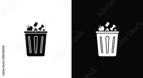 Trash Can Icon Black and White Contrast.