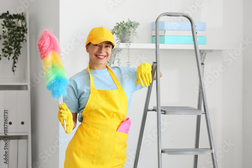 Female janitor with pp-dust...