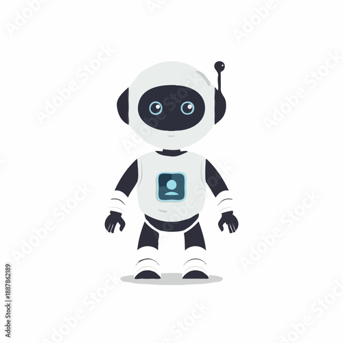 Cute friendly robot mascot vector illustration for artificial intelligence technology