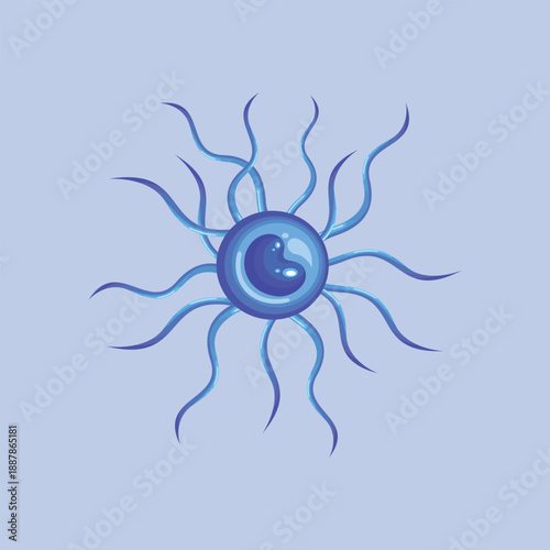 A microscopic illustration of a single microorganism cell representing biology, science, and cellular research concepts.