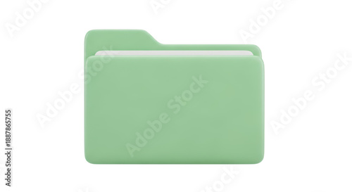 3d render of a soft green folder icon with subtle shadows and highlights on black