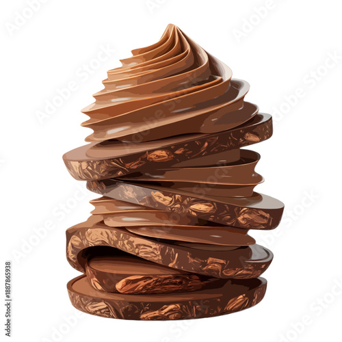 Stack of chocolate discs isolated on white background, Vector, illustration
