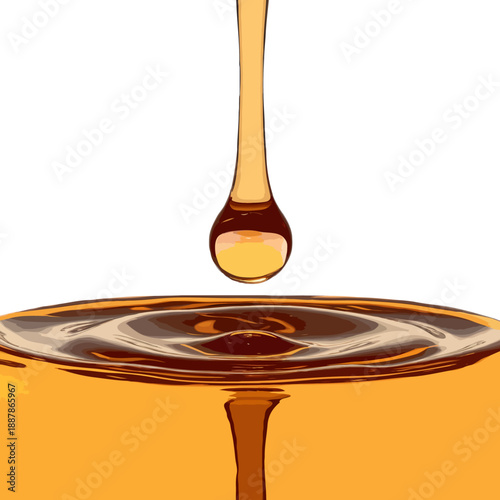 Golden liquid dripping isolated on white background, Vector, illustration