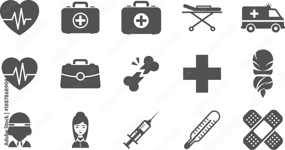 Fototapeta premium Vector set of medical icons