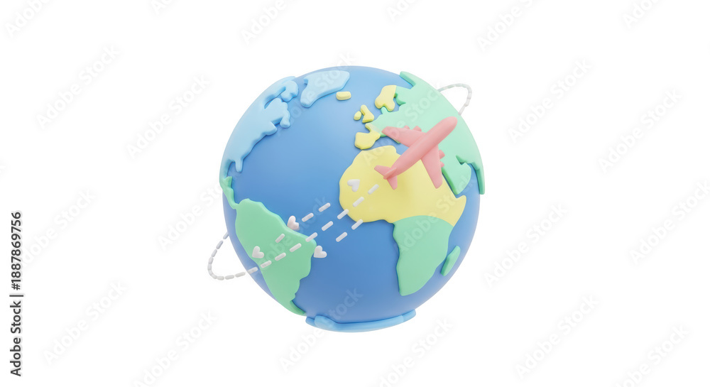 Obraz premium Abstract 3d earth globe rendering with colorful continents and atmospheric rings floating