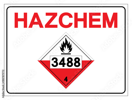 Hazard Chemical UN3488 Self Heating Solid Oganic Class 4 Symbol Sign, Vector Illustration, Isolate On White Background Label.EPS10