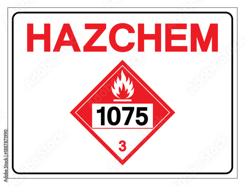 Hazard Chemical Liquified Petroleum Gas NOS UN1075 Symbol Sign, Vector Illustration, Isolate On White Background, Label.EPS10